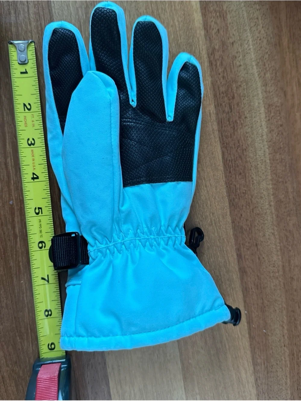 Kids Turquoise Winter Gloves with Adjustable Strap